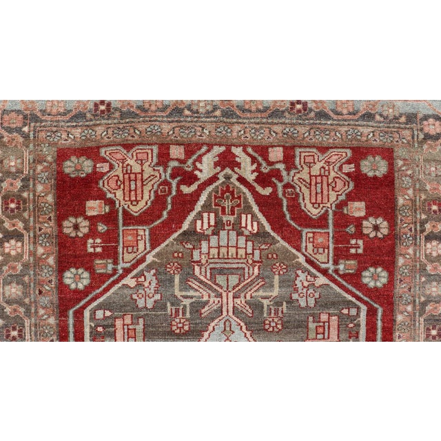 Early 20th Century Antique Persian Hamadan Rug With Colorful Geometric Medallion 3'6 X 6'6 For Sale - Image 5 of 9