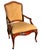 Priced each. Nancy Corzine Tropez French Mahogany & Leather Fauteuil Arm Chair.