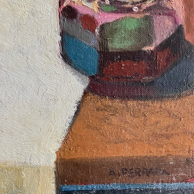 1950s Anthony A. Ferrara - Impressionist Still Life With Wine and Oranges, Signed (1951, Oil on Board) For Sale - Image 5 of 7