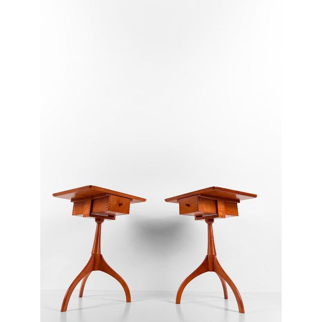 George Nelson Side Tables in Cherry Wood by De Padova, 1980s, Set of 2 For Sale - Image 4 of 18