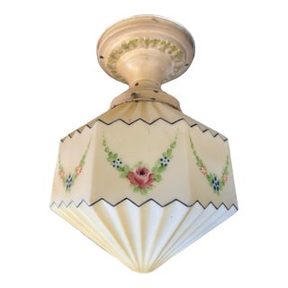 Vintage Shabby Chic Floral Light Fixture For Sale