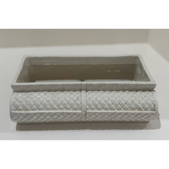 Italian Ceramic Sculptural Box Signed, 1980 – White Textured “Stacked Logs” Form For Sale - Image 9 of 13