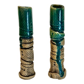 Vintage Richard Marshall Ceramic Candlesticks - A Pair For Sale