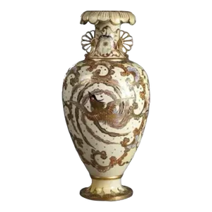 Antique Japanese Satsuma Gilt Decorated Porcelain Vase With Bird, Circa 1900