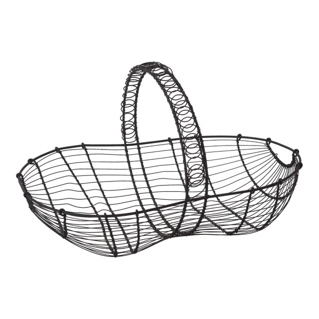 Antique French Farmhouse Wire Basket For Sale