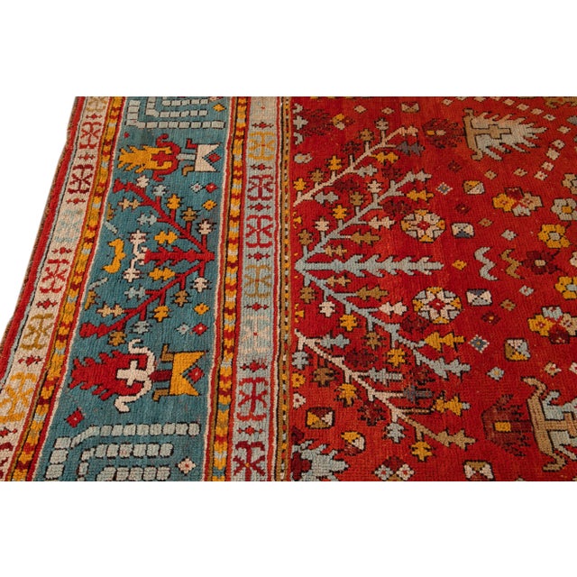 Late 19th Century Antique Turkish Oushak Wool Rug 12 X 14 For Sale - Image 12 of 13