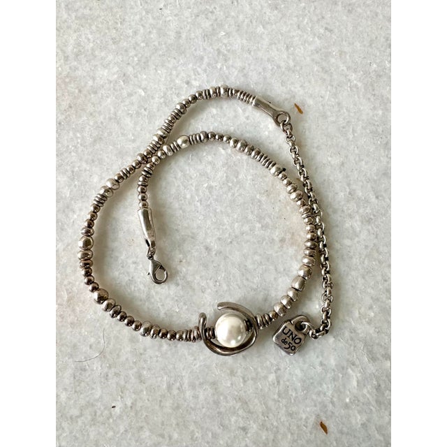 UNOde50 Silver Plate and Pearl Beaded Necklace For Sale - Image 4 of 4