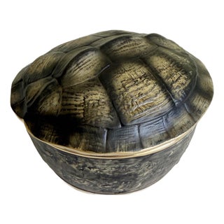 Lidded Porcelain Tortoise Shell Catchall by l'Objet For Sale