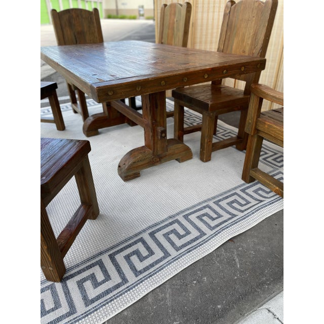 Art Factory Southwestern Hand Crafted Moose Lodge Dining Set - Set of 7 For Sale - Image 12 of 13