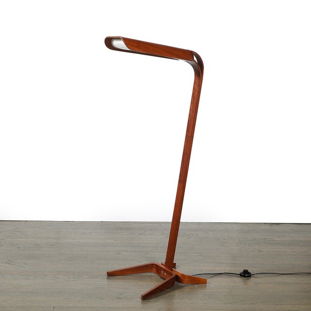 Mid-Century Modernist Teak Bentwood Sculptural Floor Lamp With Diffuser For Sale In New York - Image 6 of 18
