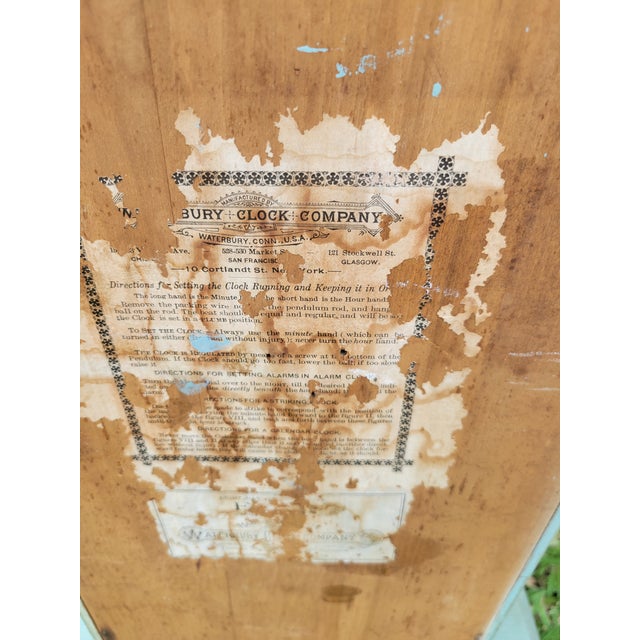 Chinoiserie ​Vintage Repurposed Architectural Clock Case Pale Seafoam Blue Curiosity Trinket Cabinet Wall Shelf For Sale - Image 3 of 12
