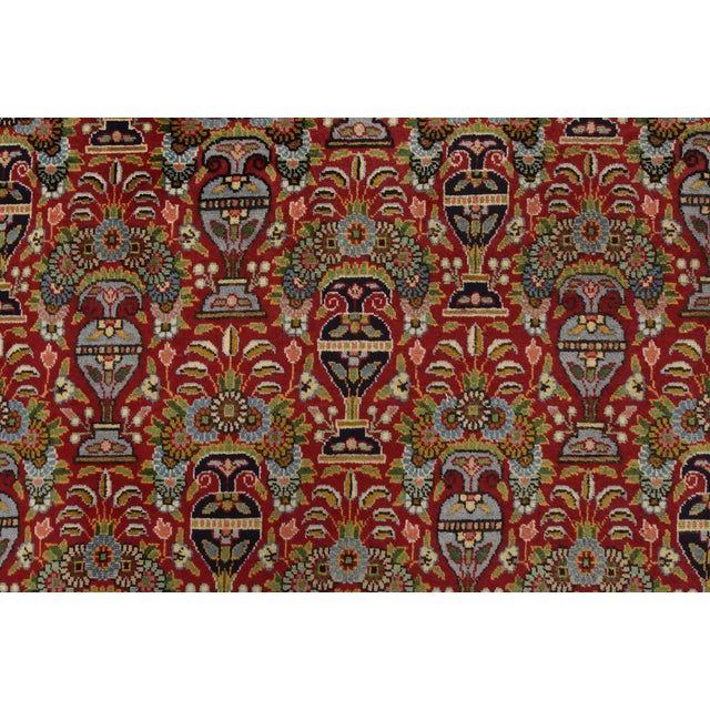 Tabriz Rug 8’1” X 10’11” Red Wool Vintage Traditional Hand-Knotted Carpet For Sale - Image 9 of 13