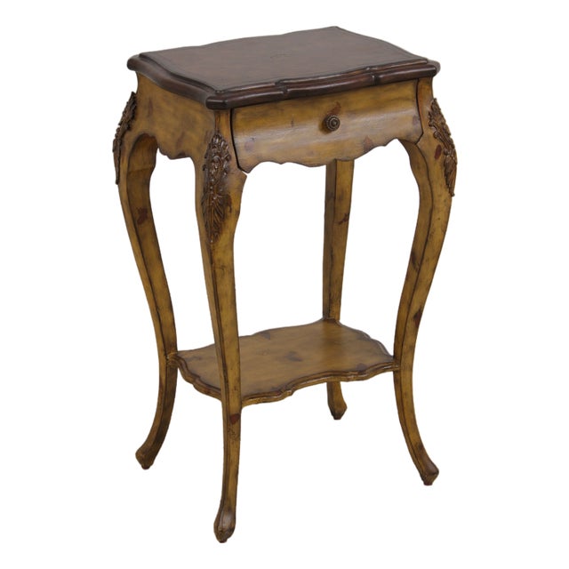 Maitland Smith Leather Top Table Nightstand For Sale