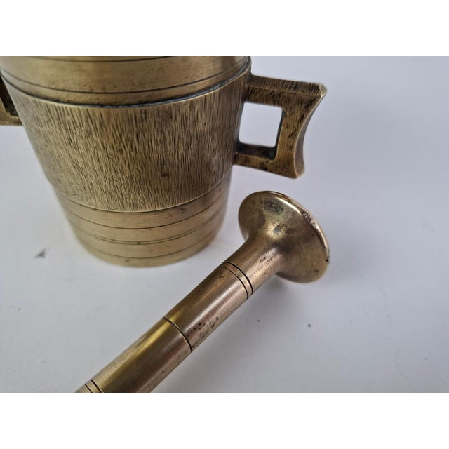 Industrial Antique Historicism Brass Mortar and Pestle, Austria-Hungary, 1890s For Sale - Image 3 of 12