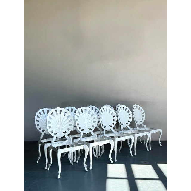 Late 20th Century Vintage Regency Cast Aluminum Grotto Chairs - Set of 10 For Sale - Image 5 of 12