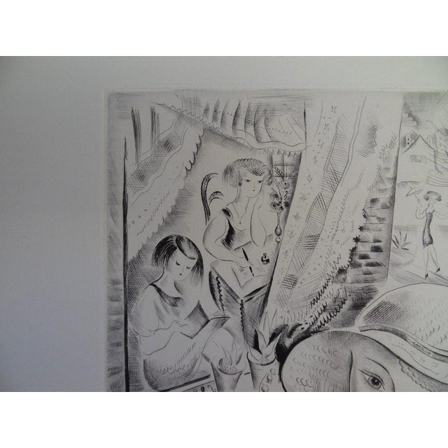 Modern Mily Possoz, Young Girls in the Garden, Engraving For Sale - Image 3 of 8