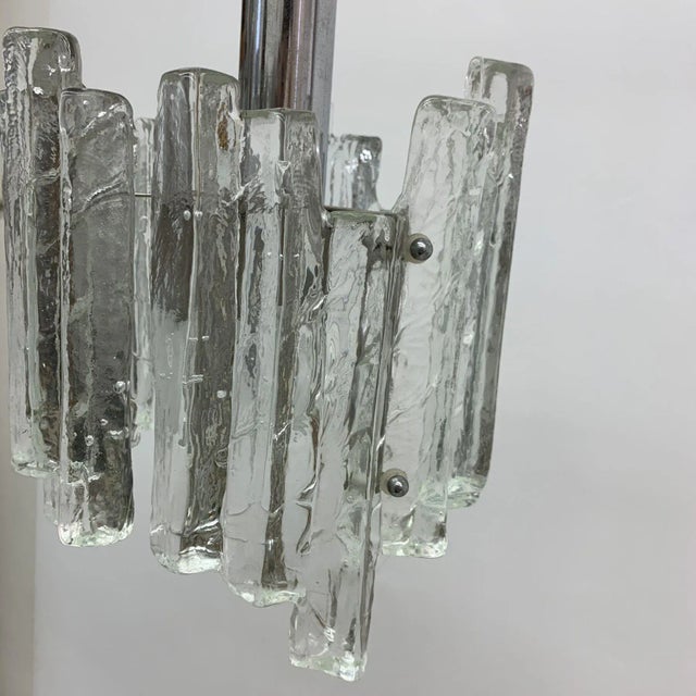 Hanging Lamp in Frosted Ice Glass by J. T. Kalmar for Kalmar Franken KG, 1960s For Sale - Image 10 of 11