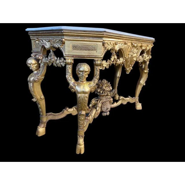 Italian Rococo Console with White Marble Top, 18th-19th Century For Sale - Image 5 of 16