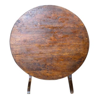 French 19th Century Tilt-Top Round Walnut Dining Wine Tasting Table For Sale