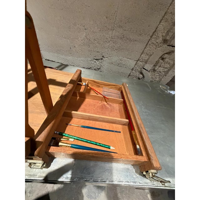 Brass Aaron Brothers Wooden Table Top Art Easel Stand Portable Travel Sketch Box For Sale - Image 8 of 8