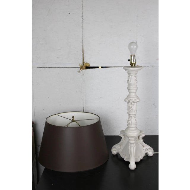 Barbara Cosgrove Vintage Baroque Altar Candlestick Table Lamp in White For Sale - Image 9 of 10