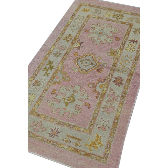 Early 21st Century Early 21st Century Pink Turkish Oushak Rug 2'9" X 5'1" For Sale - Image 5 of 7