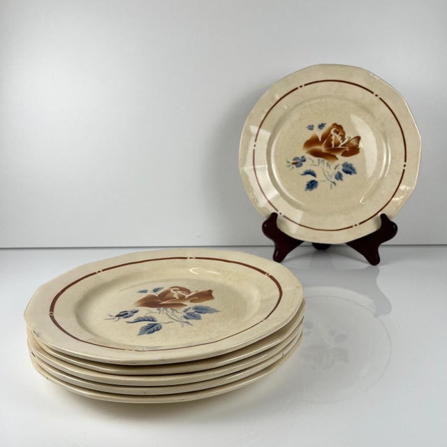 Vintage Dessert Plates with Floral Motif from Sarreguemines, 1920s, Set of 6 For Sale - Image 12 of 12