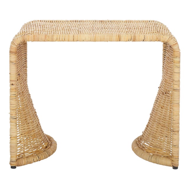 Zendy Wicker Rattan Waterfall Accent Table in Light Natural For Sale