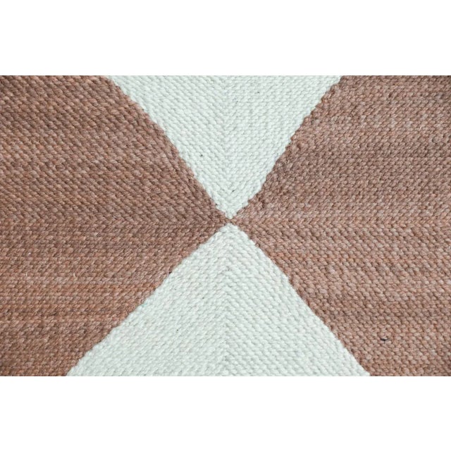 Berber Tribes of Morocco Redwood & Natural White Diamond Checker Zanafi Flatweave Moroccan Wool Runner Rug 2.5x10 For Sale - Image 4 of 5