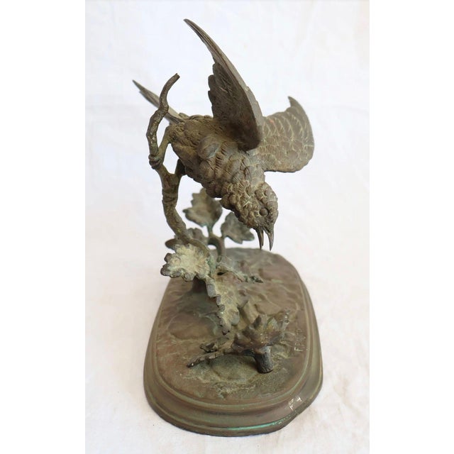 French Antique French Bronze Bird Sculpture | Ferdinand Pautrot Signed Animalier For Sale - Image 3 of 4