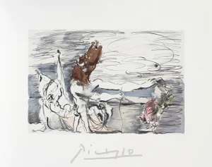 1980s "Minotaure aveugle Conduit par une Petite Fille" Lithograph After Pablo Picasso