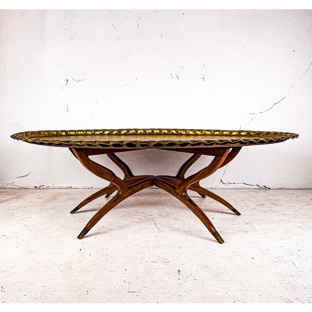 Midcentury Modern Brass Tray Table With Base For Sale In Portland, OR - Image 6 of 17