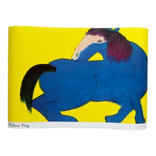 Walasse Ting, Blue Horse, Copyright 1990, Yves Riviere .....Printed in Switzerland For Sale