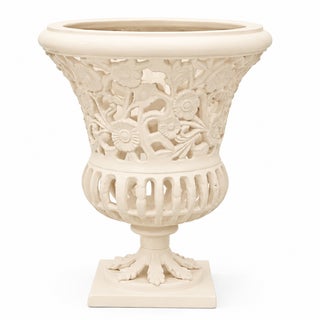16" Bisque Floral Urn For Sale