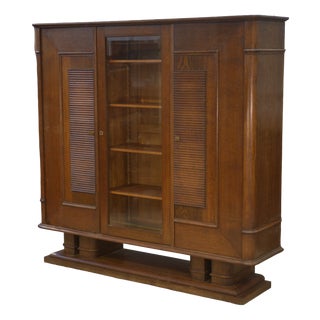 Brutalist Oak Display Cabinet by Charles Dudouyt, 1940s For Sale