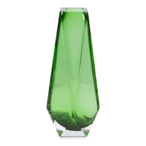 Hand Blown Murano Vase Goccia in Green Tall