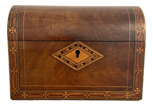 Antique Walnut Tea Caddy with Tunbridge Inlay, 1880