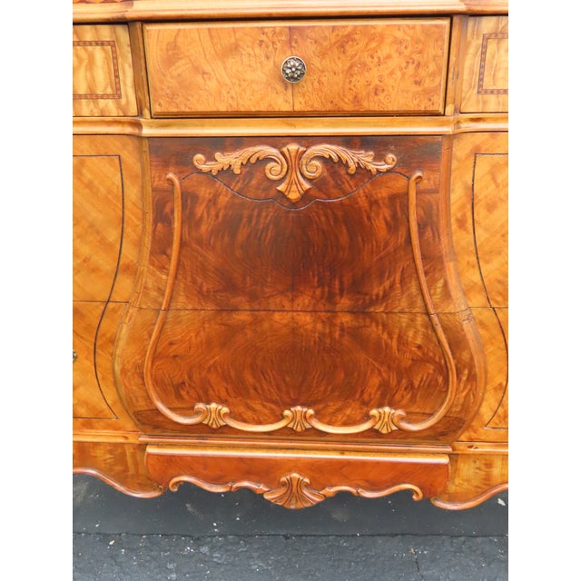 Wood Early 1900s Depression Era Carved Inlay Tall Chest of Drawers 6639 For Sale - Image 7 of 18