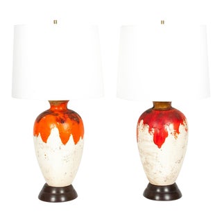 Vintage Drip Glazed Task or Table Lamps - a Pair For Sale