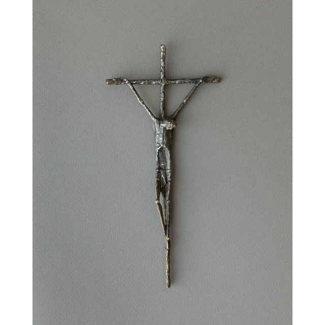 Austrian Catholic Bronze Jesus on the Cross Crucifix by E. Huber, 1983 For Sale - Image 4 of 12