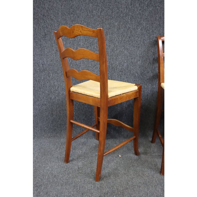 3 Ethan Allen Ladderback Rush Seat Bar Stools Chairish