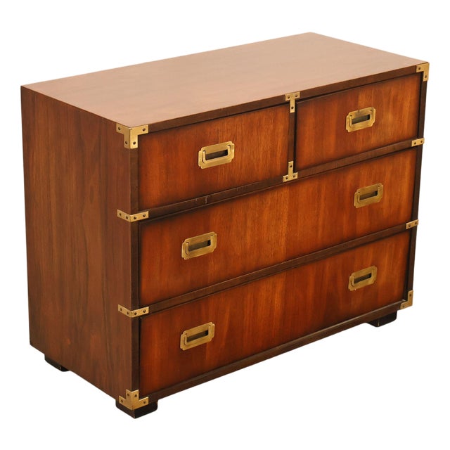Lane Campaign Style Walnut Chest Of Drawers For Sale