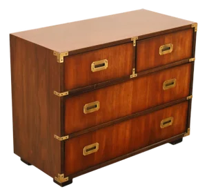 Lane Campaign Style Walnut Chest Of Drawers