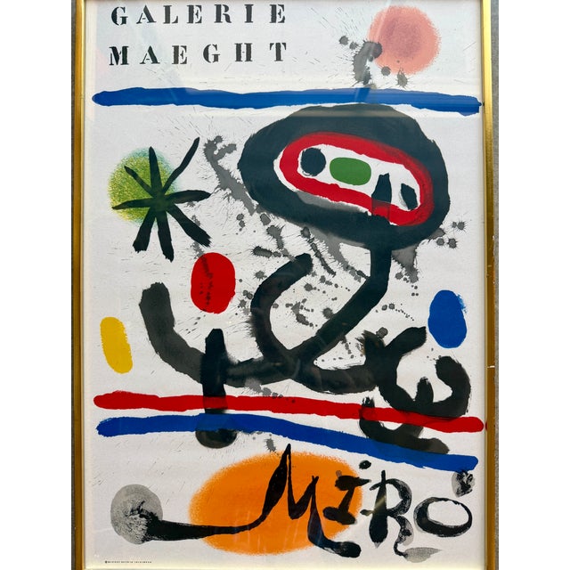 Mid-Century Modern 60s Miró Galerie Maeght Exhibition Lithograph Print Professional Frame For Sale - Image 3 of 12