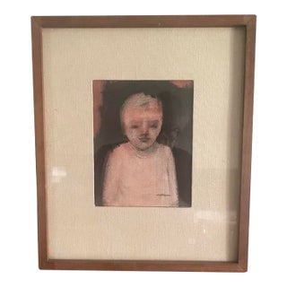 Mid-Century Painting of a Child in Pink by Artist Nicol Allan For Sale