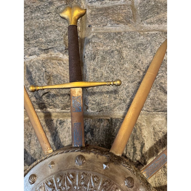 Mid- Century Spanish Toledo Sword & Shield Wall Plaque For Sale - Image 4 of 18