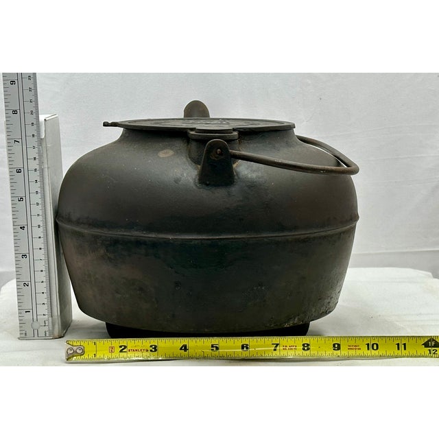 Excellent Large Size Antique Classic American Style Cast Iron Stove Top Kettle With Nice Original Patina - Patent 1871 For Sale - Image 18 of 18
