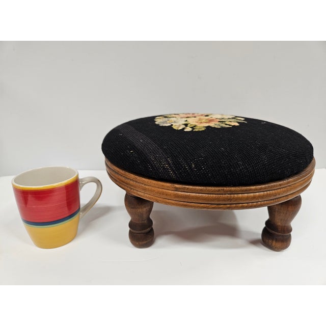 Round Needlepoint Victorian Footstool For Sale - Image 12 of 12