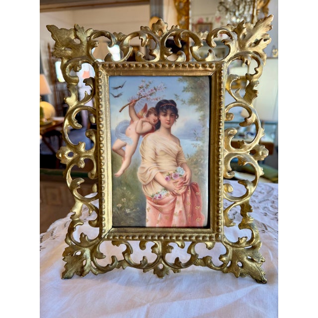 19th Century German Porcelain Plaque "Springtime" Framed For Sale - Image 12 of 13