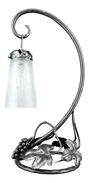 Art Deco Wrought Iron Lamp with Vine and Grape from Muller Frères Lunéville, 1930s